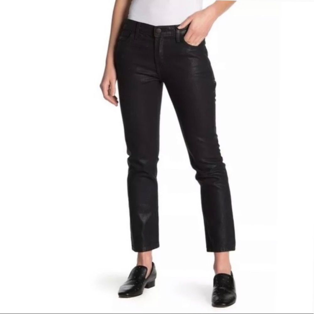 Current/Elliott The Cropped Straight Coated Black